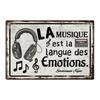 Putuo Decor pc French Vintage Metal Tin Sign La Musique Est La Langue Des Emotions Wall Decor for Home Farmhouse Bar Pub