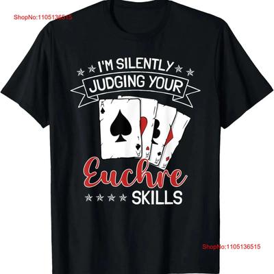 I'm Silently Judging Your Euchre Skills Card Game Lovers T Shirt  Vintage Washed Top For Everyday Wear Fashion Breathable