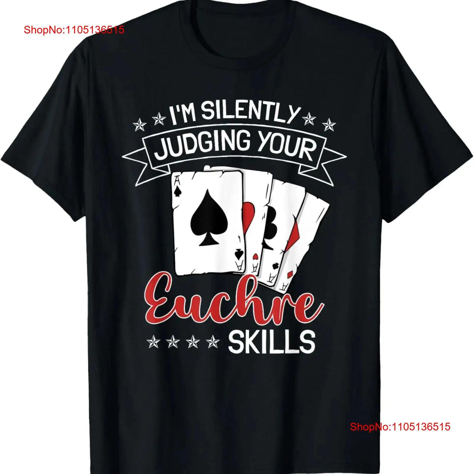 

I m Silently Judging Your Euchre Skills Card Game Lovers T Shirt vintage Washed Top For Everyday Wear fashion Breathable 5XL різнокольоровий