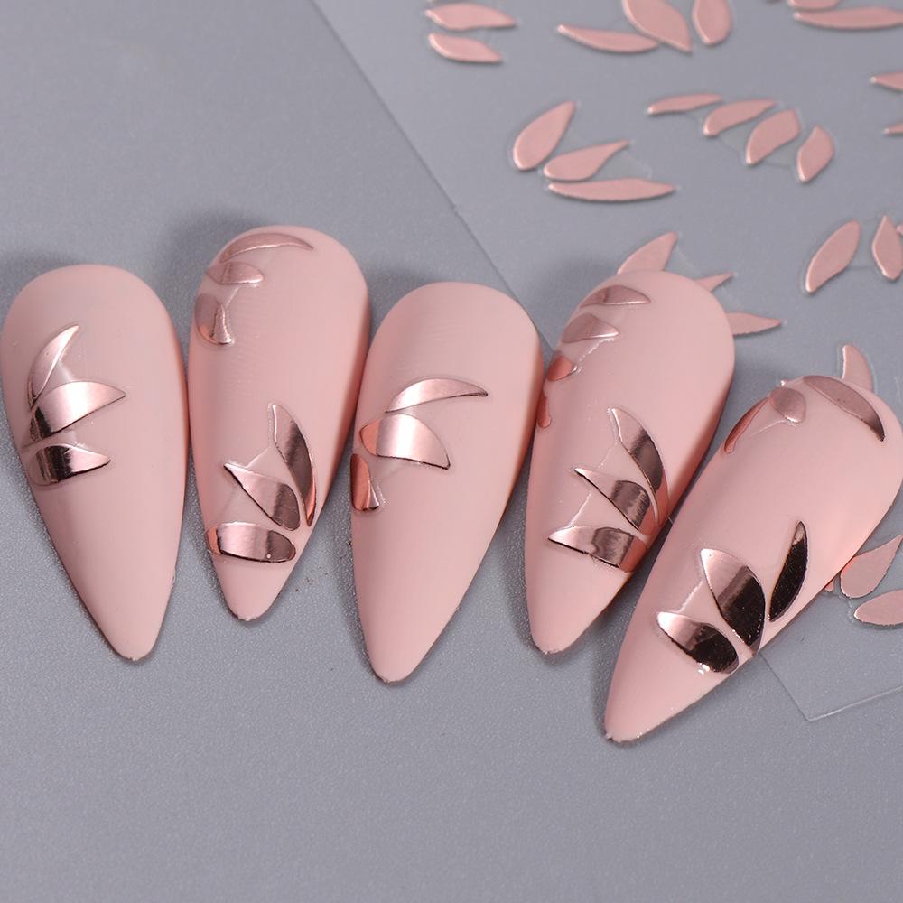 Nail Sticker with Gold Hot Stamping, Three Color Leaf Painting, Hollowed Out Flower, Black and White Star, Nail Back Adhesive Sticker