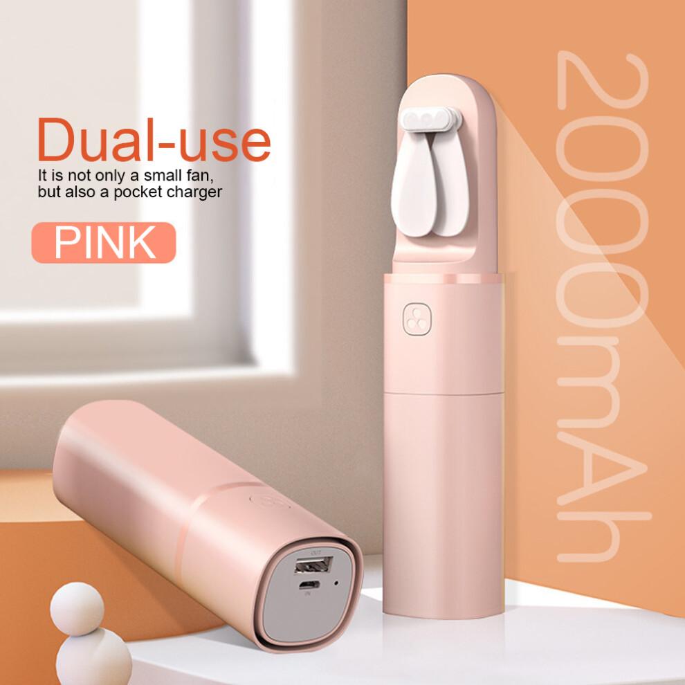 USB Rechargeable Handheld Fan, Portable Mini Fan with Foldable Design and Power Bank Function, Quiet Cooling Device with Adjustable Speed for Office