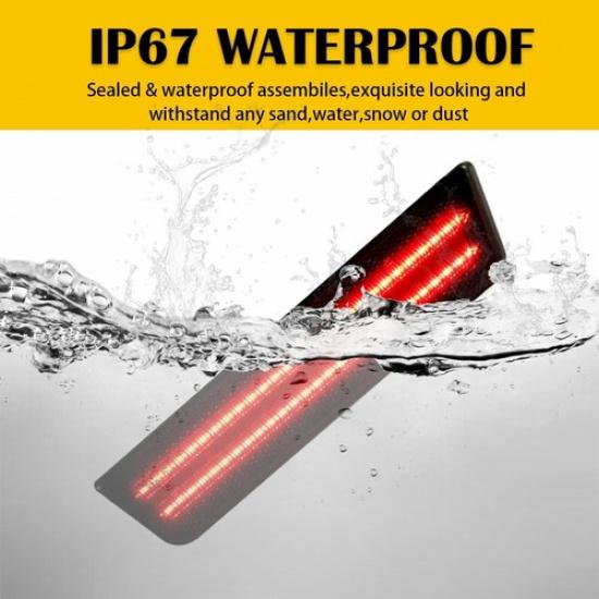 For 2011-2014 Dodge Charger Red Lens LED Rear Bumper Side Marker Light Lamp Pair