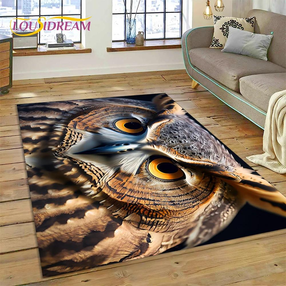 3D Cute Owl Eagle Birds Cartoon Rug Carpet for Living Room Bedroom Decor,floor Mat Non-slip Decoration for Sofa Doormat Gift Kid