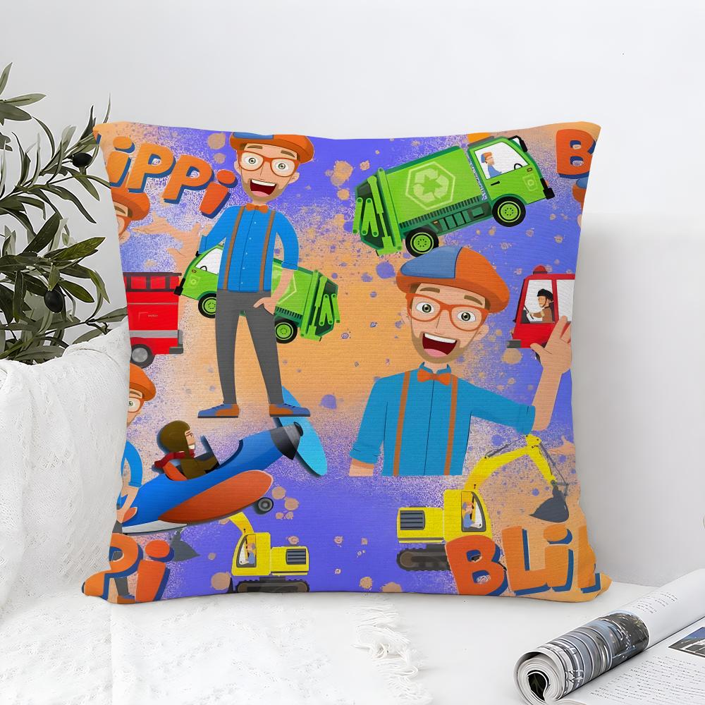 Cartoon Blippi Kids Cute Cushion Cover Throw Pillow Soft Short Plush Cozy Durable Colorfast For Sofa Bedroom Home Decor Gift