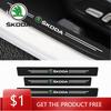 Car Sticker 4Pcs/set Leather Car Door Plate Sill Anti Scuff Protector Sticker For Octavia A5 A7 Rapid Fabia Superb Kodiaq   NL6