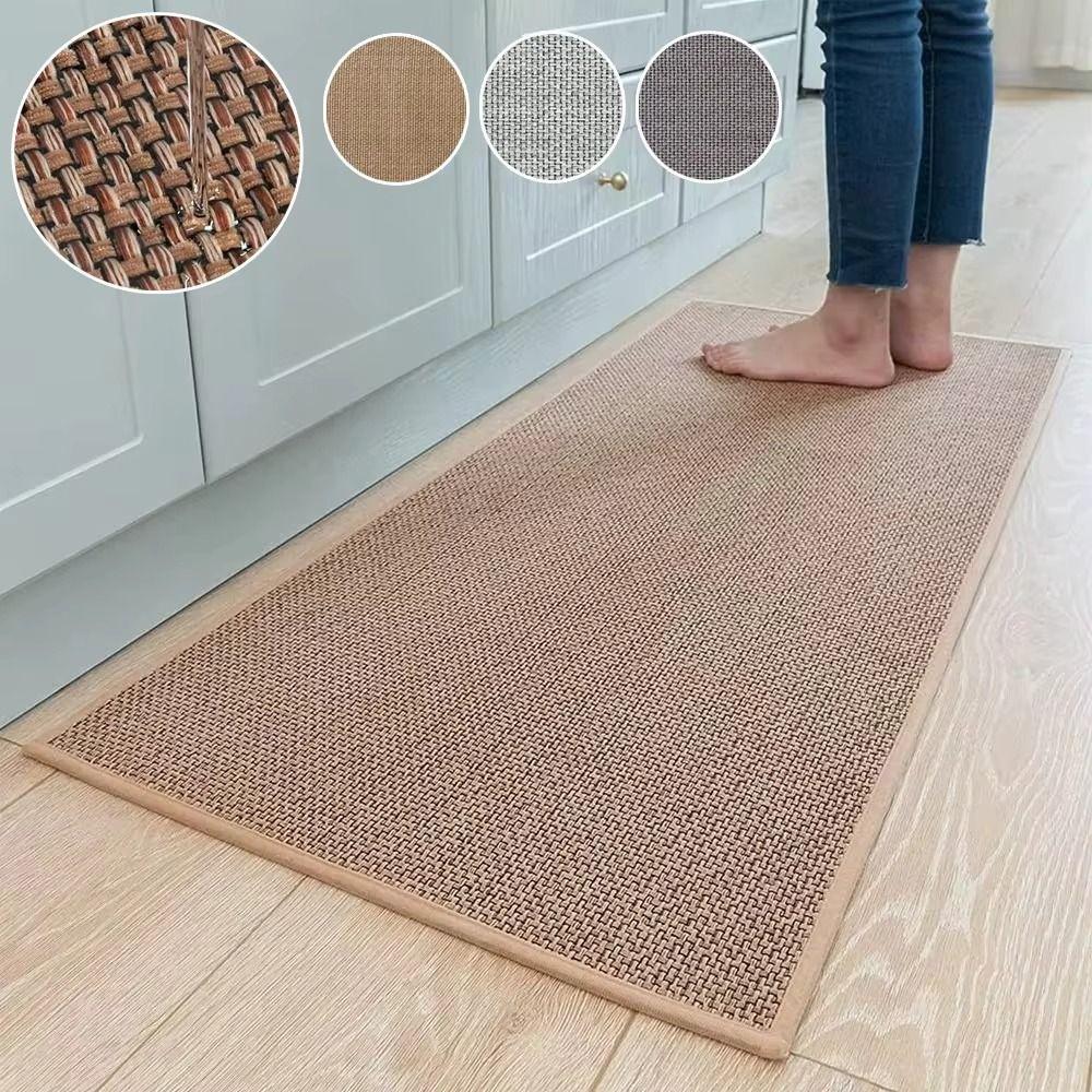 Long Linen Weave Bath Mat Soft Carpet Kitchen Decoration Kitchen Floor Mat  Bathroom Entrance