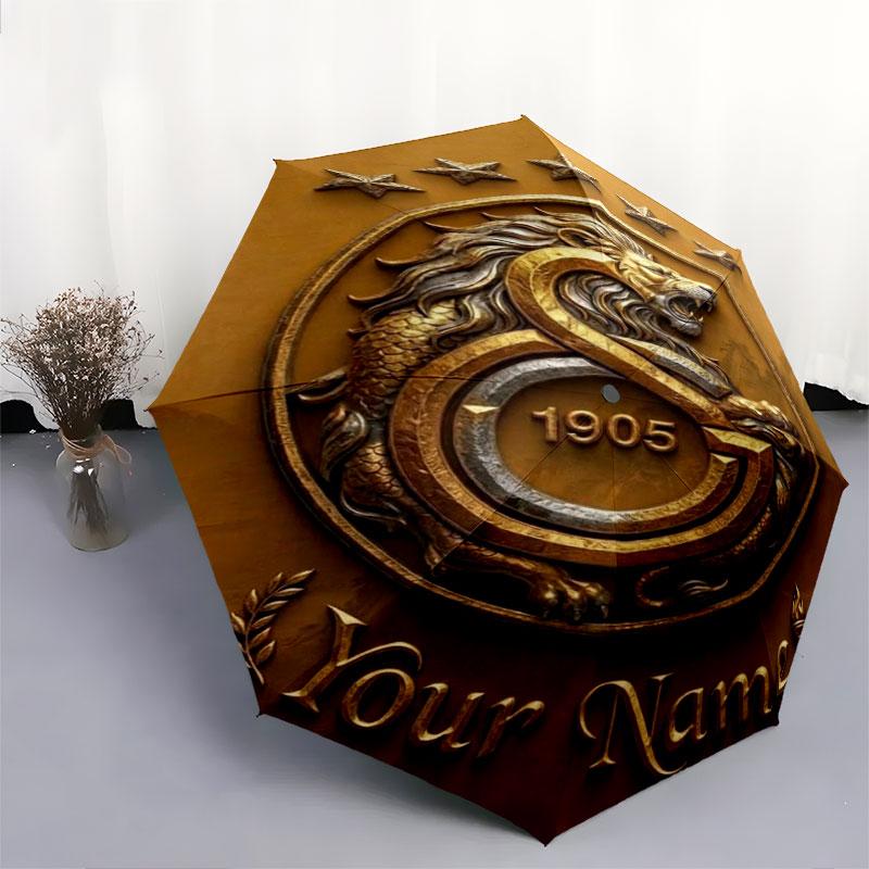 1 PC Automatic Folding Umbrella - Galatasaray S Custom Name Pattern, Portable & Foldable Design with 8 Ribs, Christmas Birthday Gifts