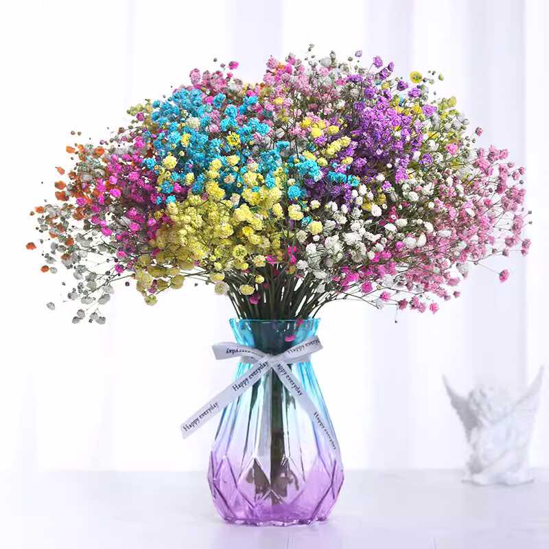 Baby's Breath Dried Flower Bouquet - Real Decorative Flowers for Living Room and Gift Packaging