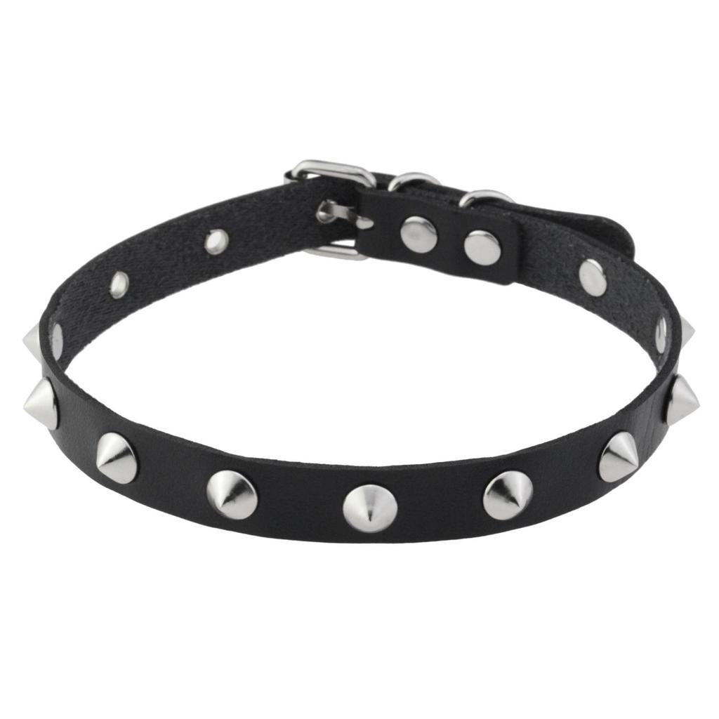 Harajuku Gothic Spike Studded Leather Choker Necklace for Women