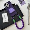 Minimalist Purple Monster Stand Phone Case with Hanging Strap For iPhone 11 12 13 14 15 16 Pro Max 17 Air