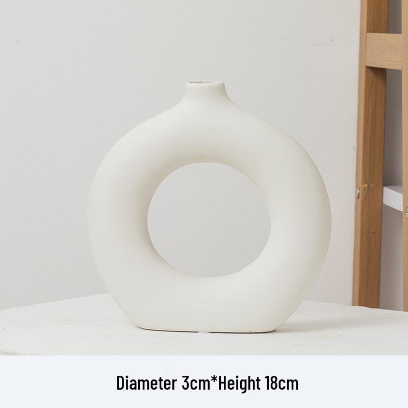 Wabi-sabi Ceramic Dried Flower Vase - White, Minimalist Home Decor