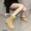 Casual snow boots women's autumn and winter new warm and velvet medium tube Hong Kong style fashion short boots children