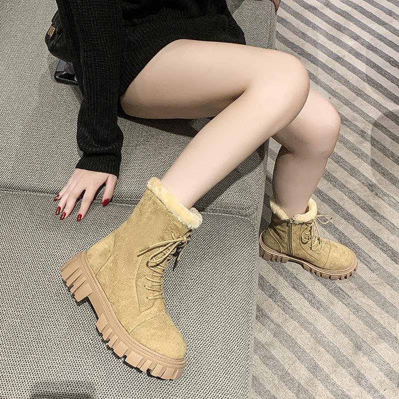 Casual snow boots women's autumn and winter new warm and velvet medium tube Hong Kong style fashion short boots children