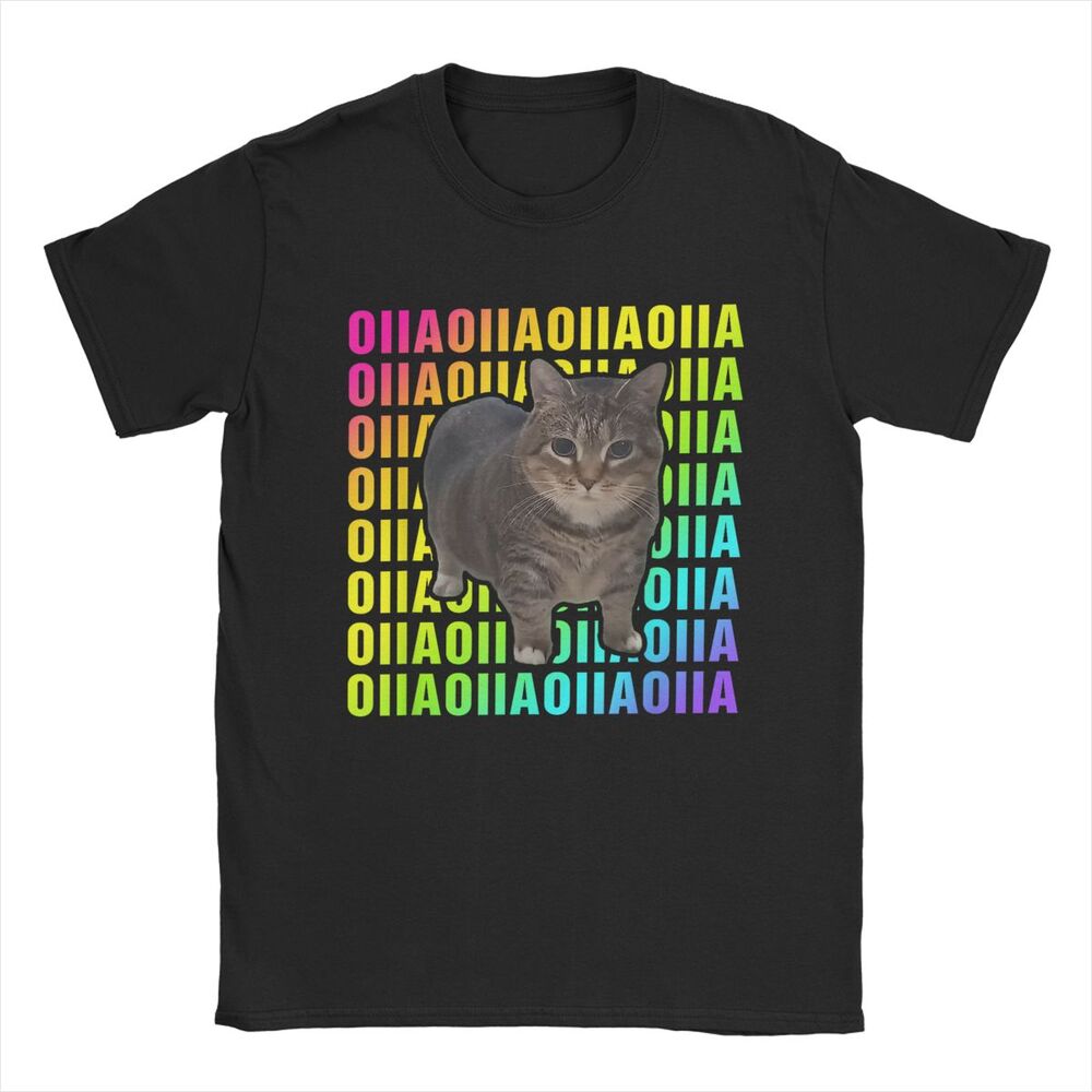 OIIA OIIA Spinning Cat Meme Glitch Disco Men's T-Shirt Funny Trendy Tee Shirt Short Sleeve Round Collar Tee Cotton Gift Clothes