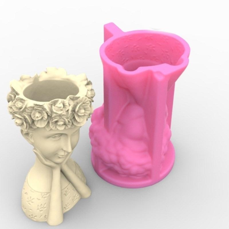 Silicone Mold Flower Wreath Girl Flower Pots Molds Succulent Planter Vase Exploy Casting Mould Home Decorations Crafts