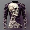 Fashion Halloween  Skull 3D print Pattern Men's Long Sleeve T-shirt Casual Loose Tops 3D Skull Print Tees  Funny Autumn Clothing
