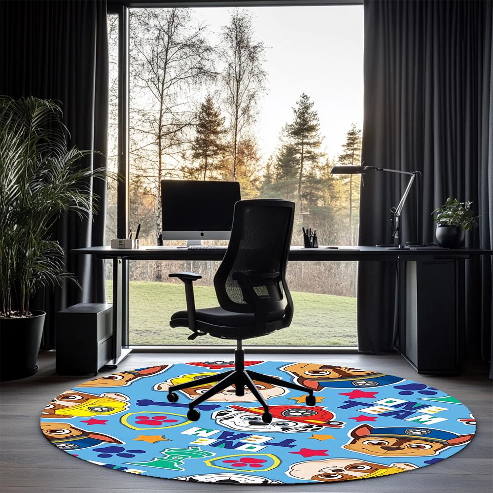 PAW Patrol Printed Round Rug Carpet Chair Rug Area Rug Entryway Doormats,for Office Chair Living Room Bedroom Kitchen Room.