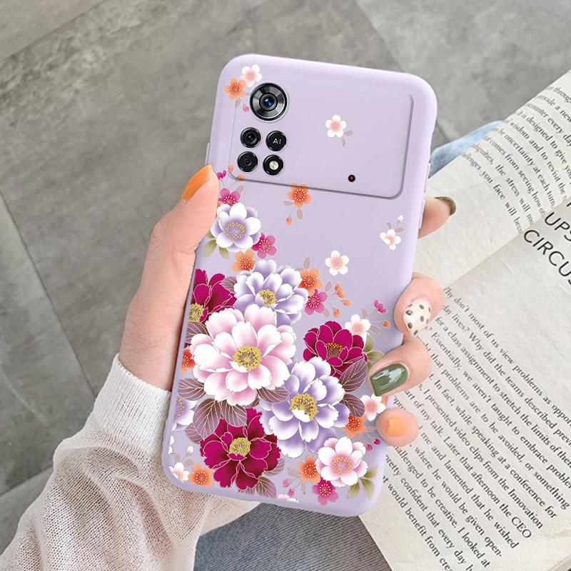 For Poco X4 Pro 5G M4Pro Cover Funda Vintage Flower Leave Protective Cover TPU Capa For Xiaomi Poco X4 Pocox4 X 4 M4 Pro Coque