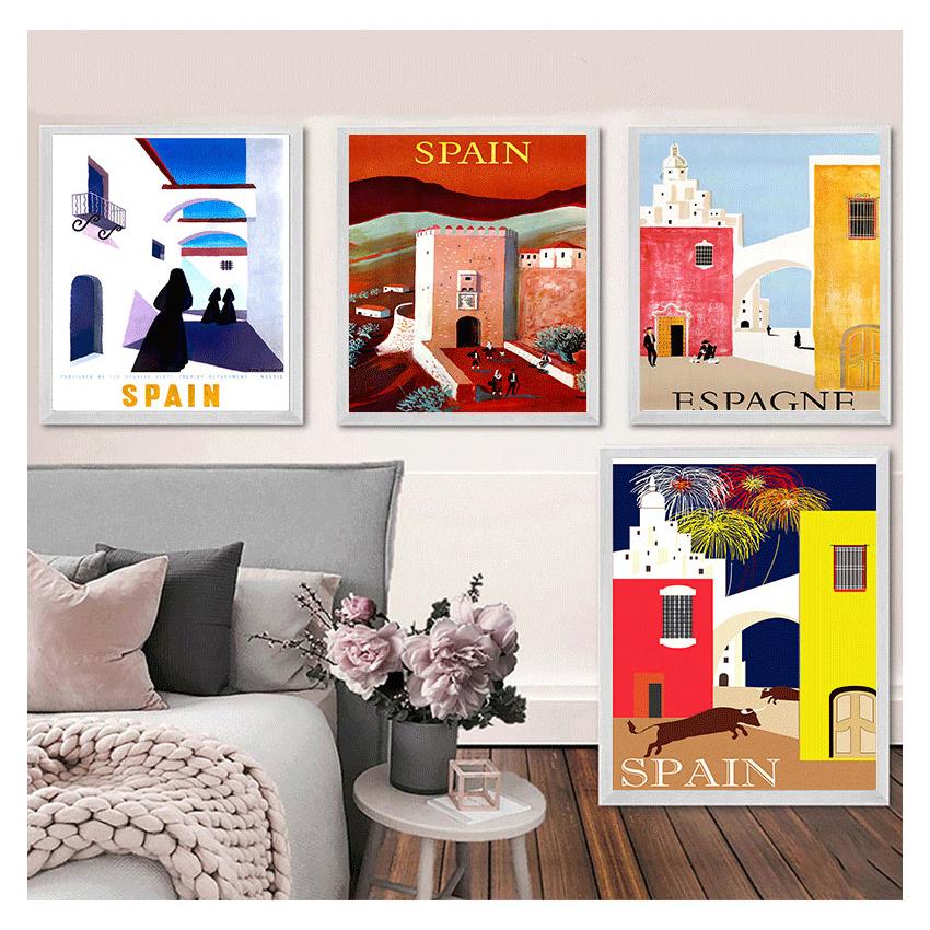 Canvas Painting Vintage Wall Kraft Posters Coated Stickers Home Decorative Pictures Gift Pop Art Travel To Spain Espagne
