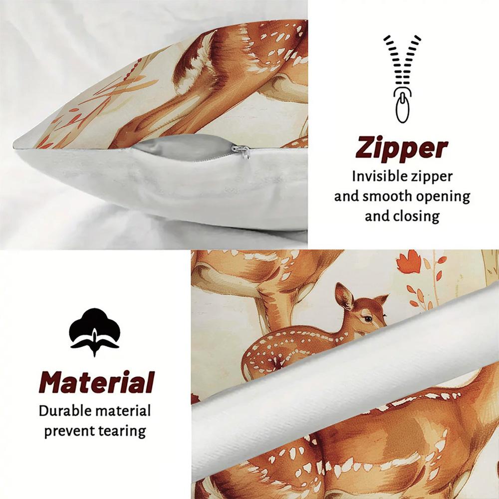 Autumn Forest Animal-Print Pillowcases: Deer, Owls, Raccoons, and Foxes Sofa cushion cover home room decoration 2D flat printing