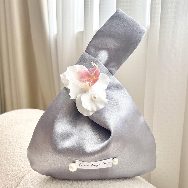 Chinese Silk Phalaenopsis Gift Tote - Wedding & Party Favor Wrist Bag