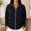 Cardigan lavorato a maglia da donna con zip frontale, manica lunga, colore, giacca casual