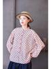 Spring Retro Beige & Red Polka Dot Cotton Casual Loose Shirt