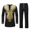 Men's  2 Piece Set Long Sleeve Pants Dashiki Outfit Traditional Suit