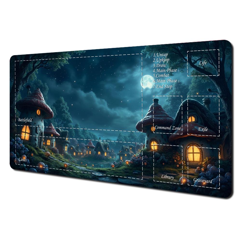 Stain Resistant NonSlip PTCG Game Mat Glowing Starry Sky Ancient Tree Design Card Playmat Smooth Gaming Mouse Pad