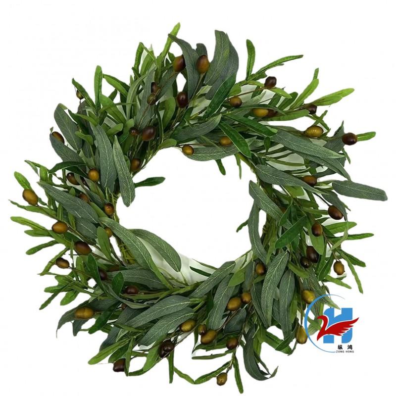 Christmas Olive Branch Wreath Door Hanging Decor Plastic Garland Holiday Home Party