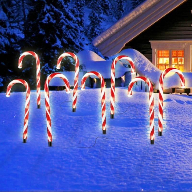 Christmas Solar Candy Cane Light String For Courtyard Garden Lawn Decoration
