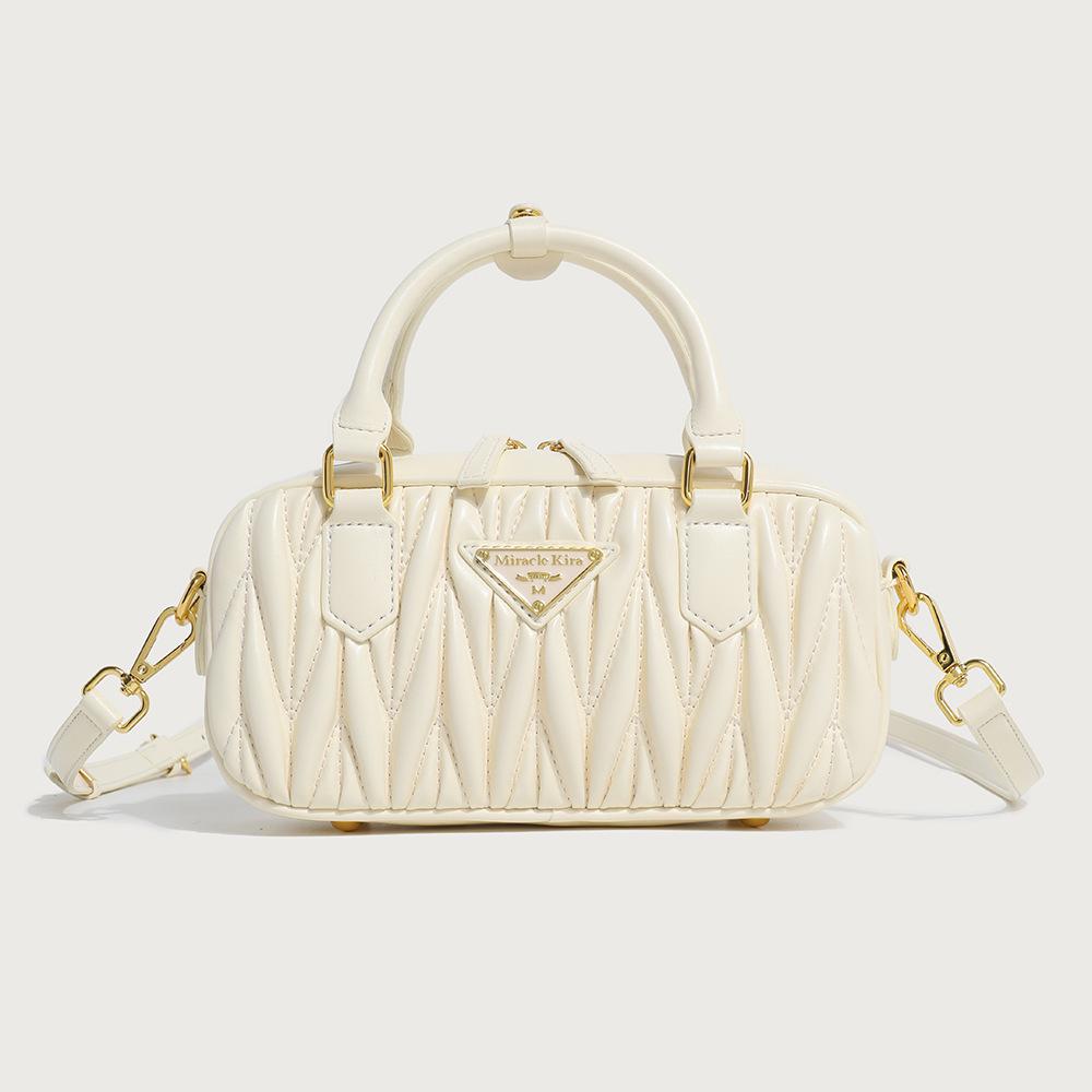 Elegant Women's Pleated Bowling Bag - Versatile, High-End Spring/Summer Handbag