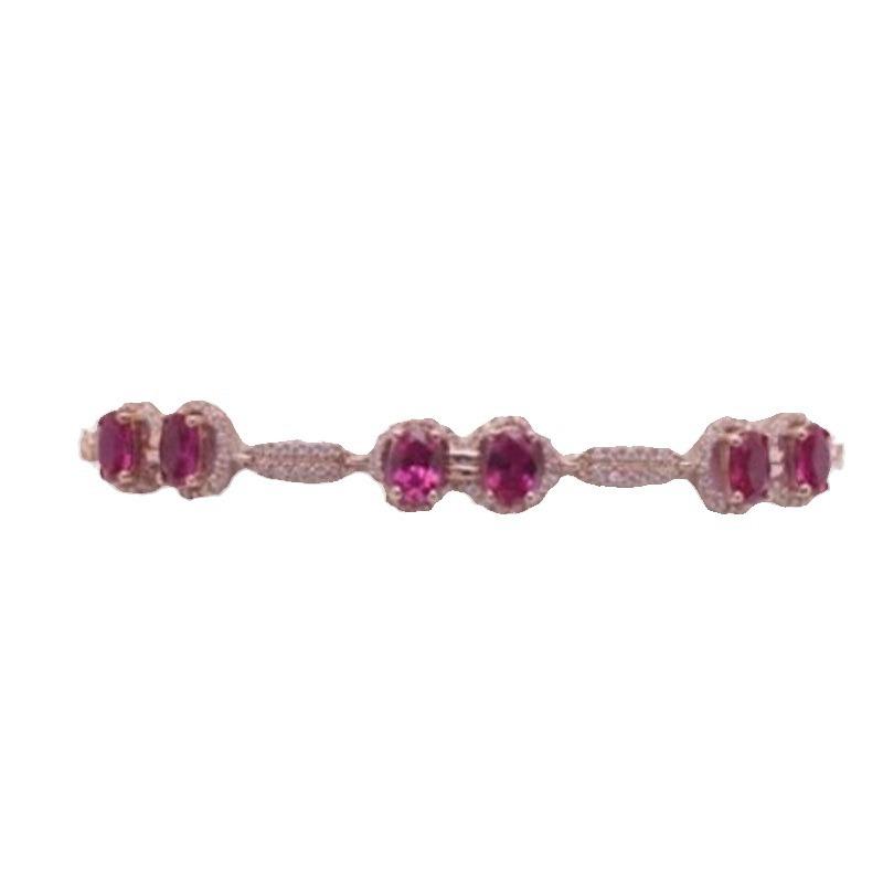 Purple Gold-Plated Rose Gold Simple High-End Design Color Gold Shiny Diamond-Encrusted Bracelet