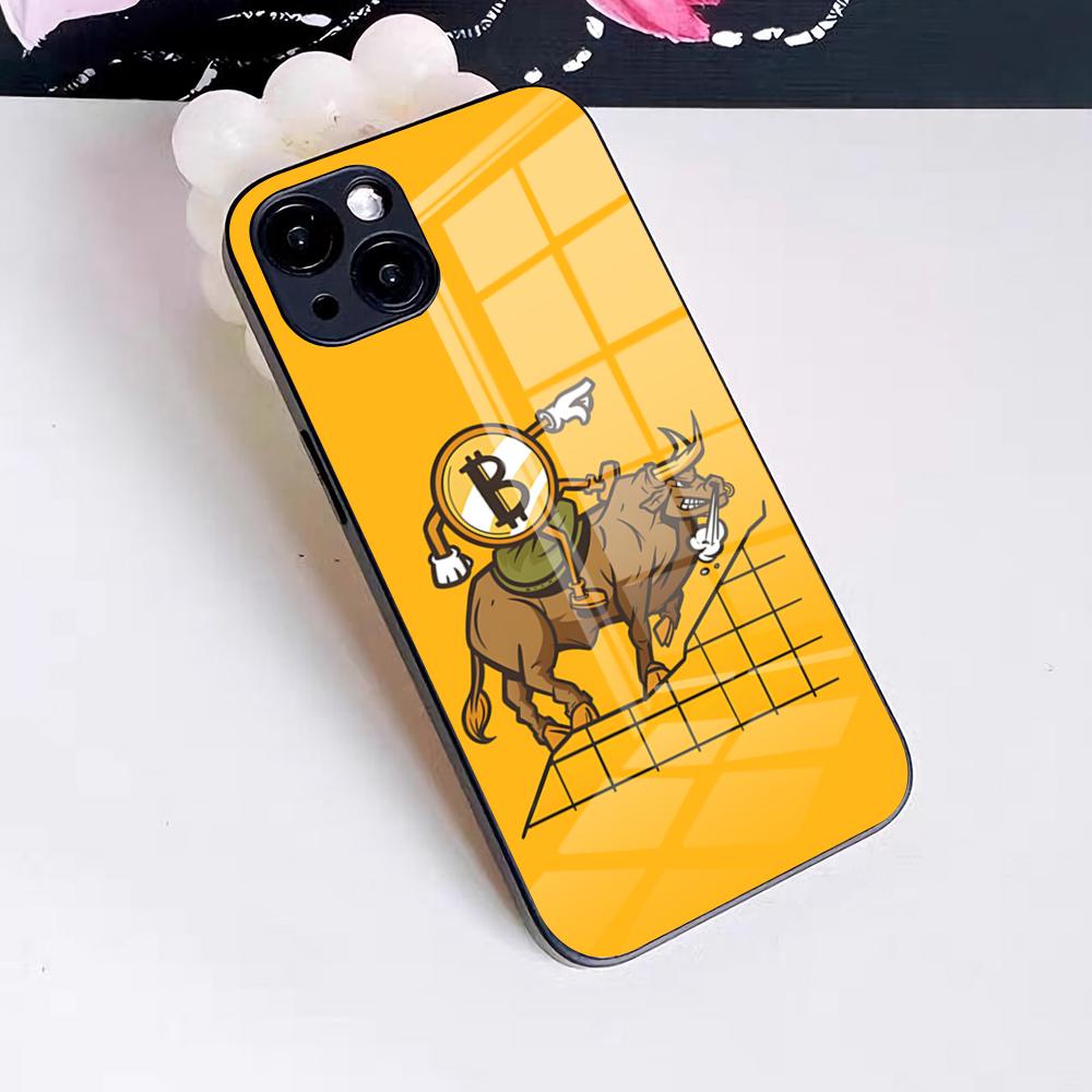Bitcoin Cryptocurrency Btc Phone Case For IPhone 17 Pro Max 16 15 14 Pro Max 13 11 X Xs Xr 8 7Plus Glass Cover