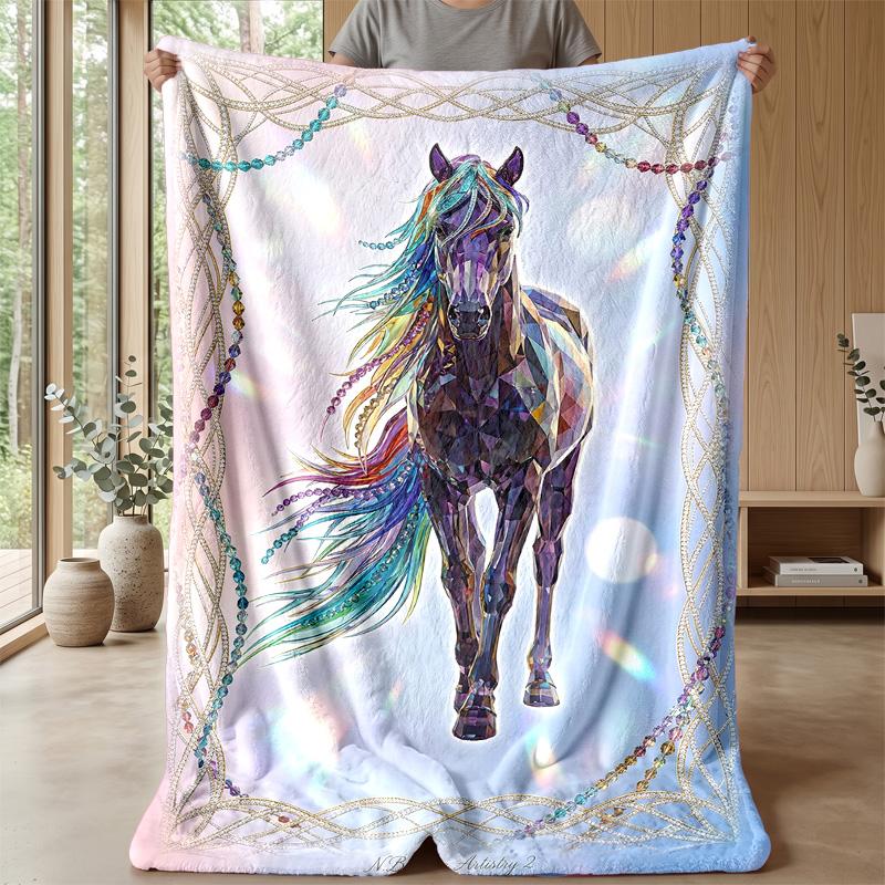 Oceanic Horse Majesty Theme blanket Lightweight Warm Flannel Blanket Decorative Throw Blanket for Home Decoration