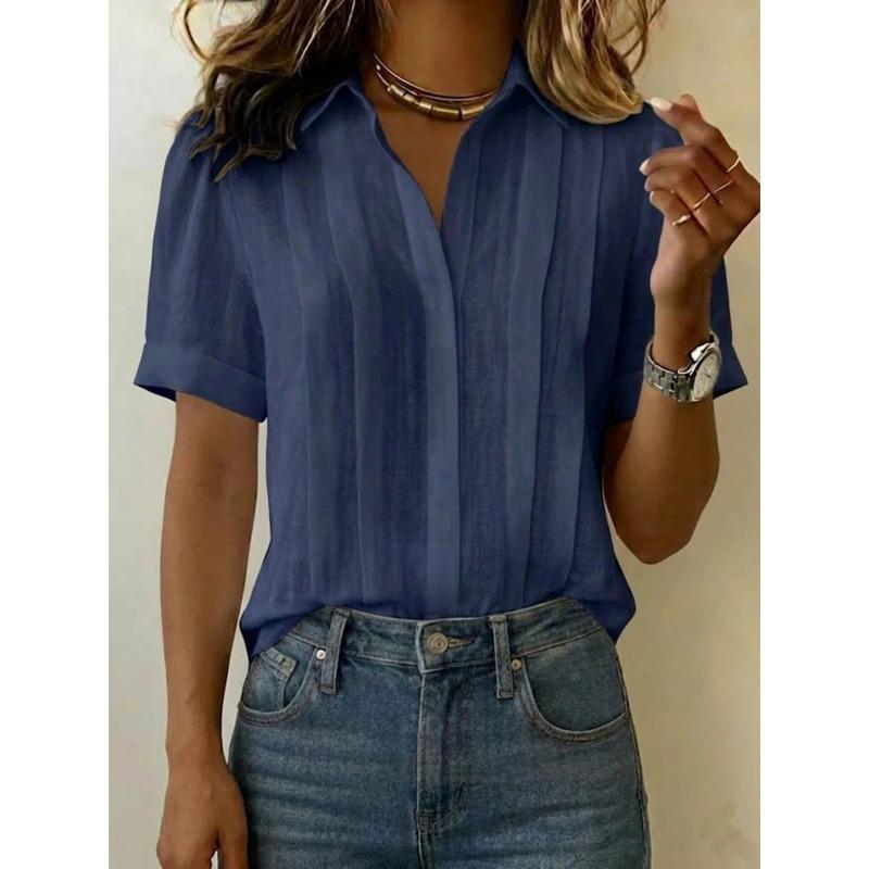 Blusas y Camisas Casuales de Moda para Mujer JPNTKY con Cuello Polo y Manga Corta