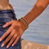 GEMCHIC Women's Gold and Silver Plated Stainless Steel Beaded Bracelet Geometric Twist Design