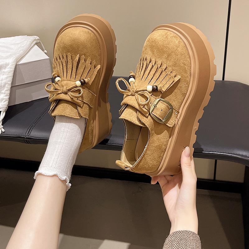 Birken Single Shoes Women's 2025 Early Autumn New Versatile Soft Sole Birken Round Head Fringed One Pedal Lazy Doudou Single Shoes