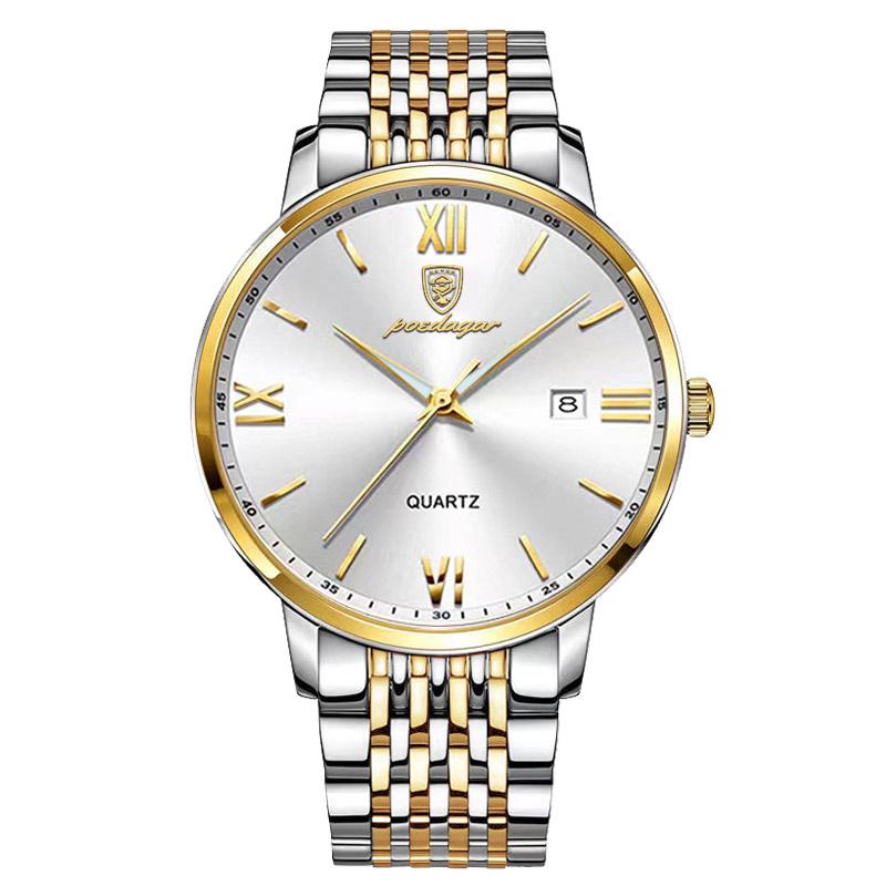 POEDAGAR Business Simple Men's Watch Stainless Steel Waterproof Date Men Watch High Quality Fashion Quartz Watches For Man Reloj