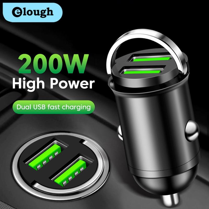 1 Stück 200W Mini Dual-Port USB Autoladegerät Zigarettenanzünder Schnellladung Auto Handy Ladegerät Adapter für iPhone 13 12 Xiaomi Huawei Samsung