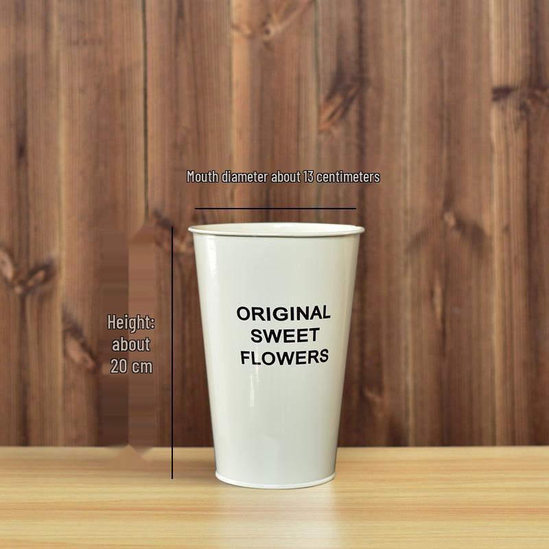 Hydration Bucket Retro Wrought Iron Flower Vase for Home Decor and Arrangements - Extra Large Dried Fresh Floral Display Cylinder