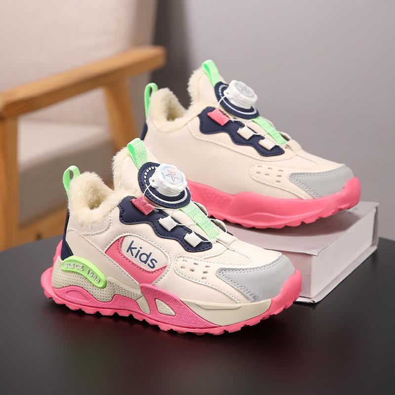 2025 Winter Velvet-Lined Girls' Sports Shoes: Warm, Comfortable, Thickened Cotton Design
