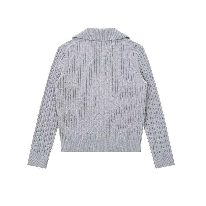HAZZYS Women's Wool Blend Cable Knit Quarter-Button Sweater