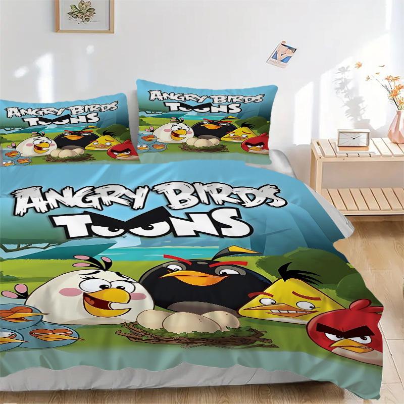 

3pcs Angry Birds Toons Duvet Cover Set - Soft & Breathable Bedding, Includes 1 Duvet Cover and 1/2 Pillowcases (No Insert) yy251107153 135x200cm