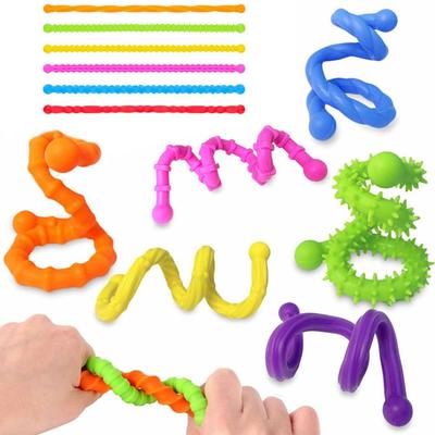 6pcs Silicone Sensory Sticks Fidget Toys Stress Relief Gifts Textured Calming Sensory Toys Bendable