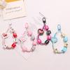 Portachiavi Cuore Carino Lanyard Trendy con Perline Color Caramella Cordoncino da Appendere per Custodia Telefono Decorazione Borsa Auto Zaino Ciondolo con Perline