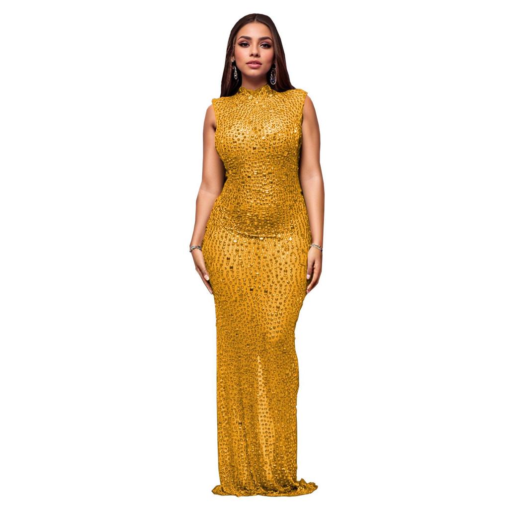 Women's Fashion Rhinestone Jumpsuit & Hip-Hugging Slim Dress
