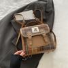 Woolen plaid portable small bag women's new trendy fashion college style backpack winter retro messenger bag