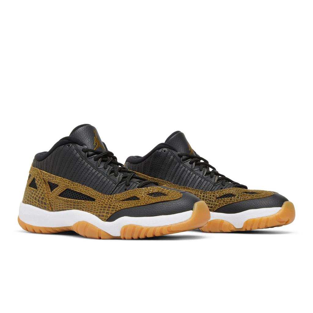 Air Jordan 11 IE Low 'Croc' (Unisex) Black / Metallic Green-Gum Yellow-Infrared 23 Vintage Basketball Shoes 306008 013