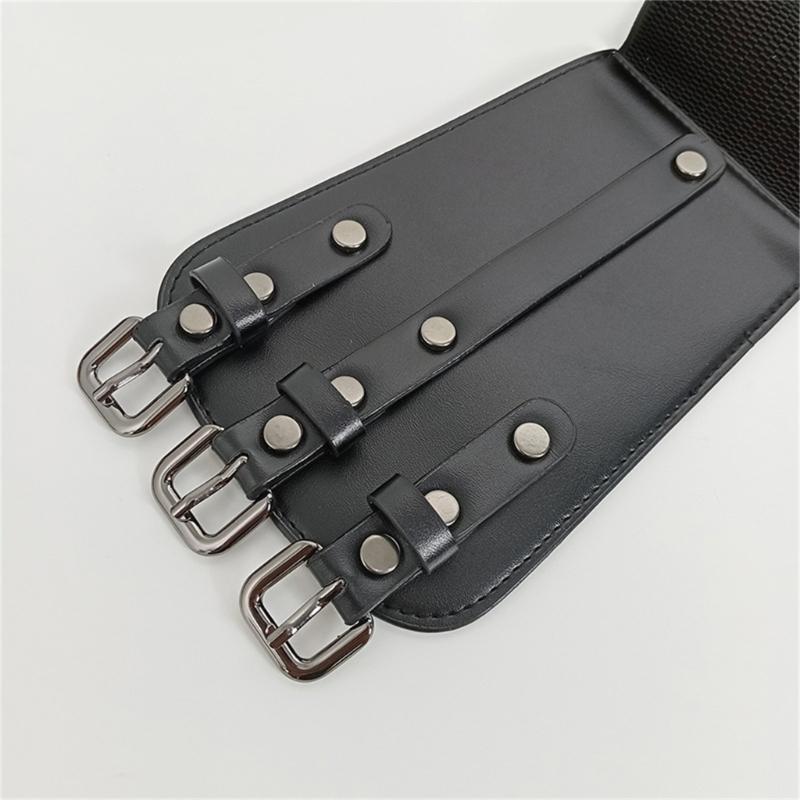 Triple Buckles Wide Waist Belt With Detachable Pouch For Women Girl Costume Accessories Corset Belt for Daily Formal